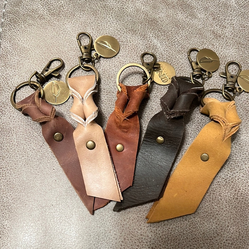 Braided leather key fob